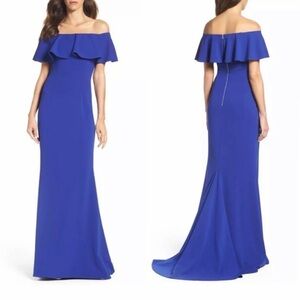 Adrianna Papell Ruffle Off the Shoulder Gown